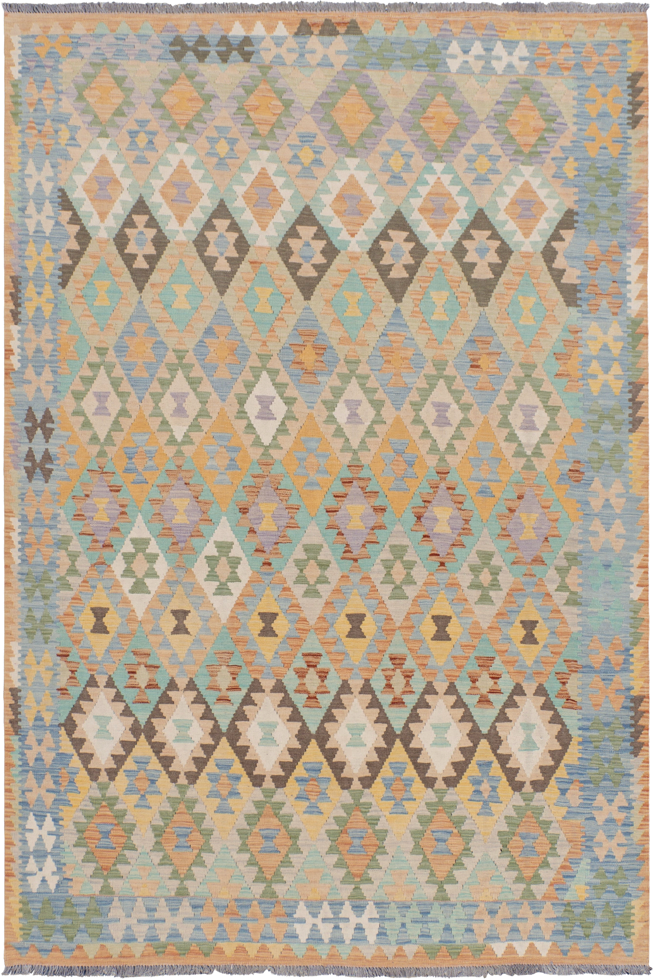 Afghan Kilim Zari Hand Knotted Wool Rug - 299x200 cm