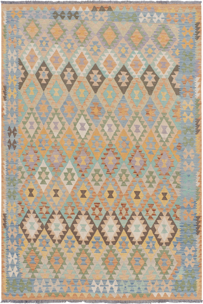 Afghan Kilim Zari Hand Knotted Wool Rug - 299x200 cm