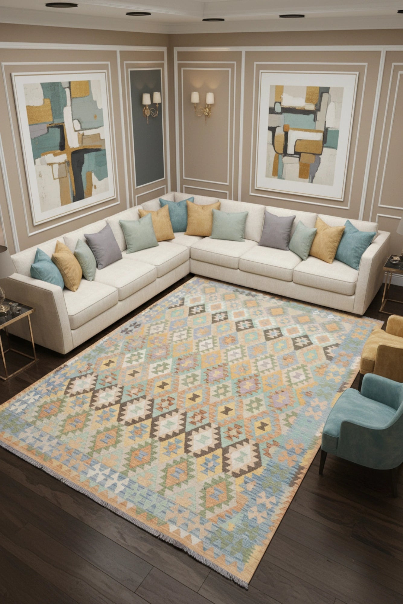 Afghan Kilim Zari Hand Knotted Wool Rug - 299x200 cm