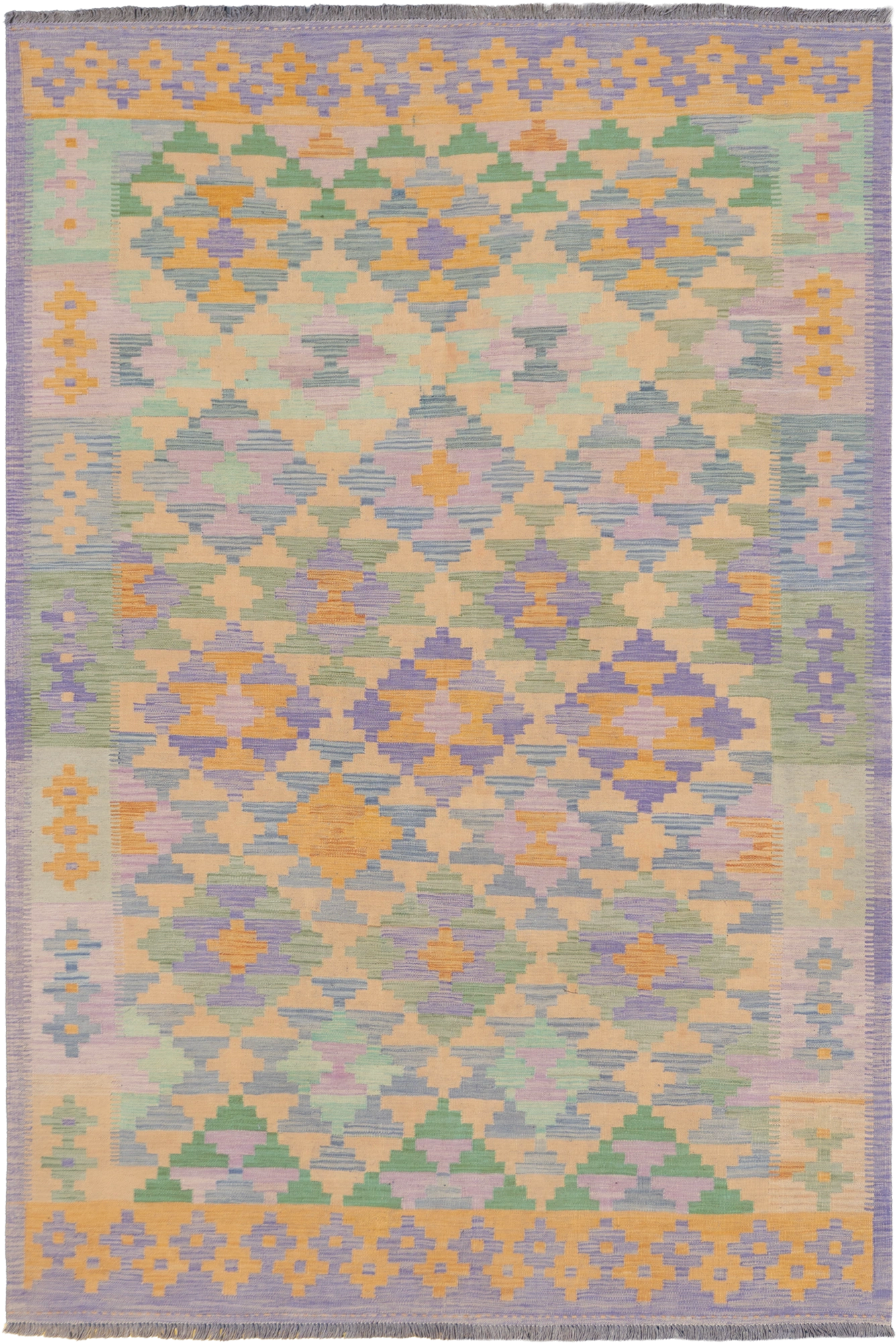 Afghan Kilim Zari Hand Knotted Wool Rug - 304x197 cm