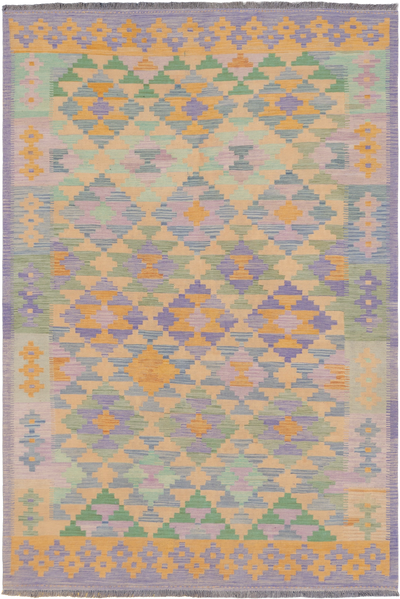 Afghan Kilim Zari Hand Knotted Wool Rug - 304x197 cm