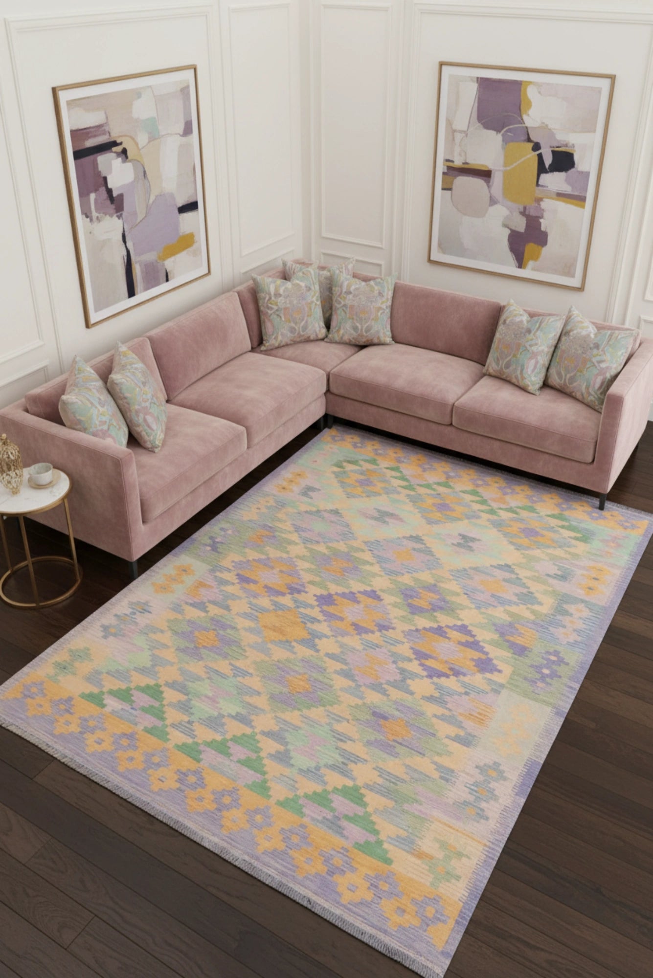 Afghan Kilim Zari Hand Knotted Wool Rug - 304x197 cm