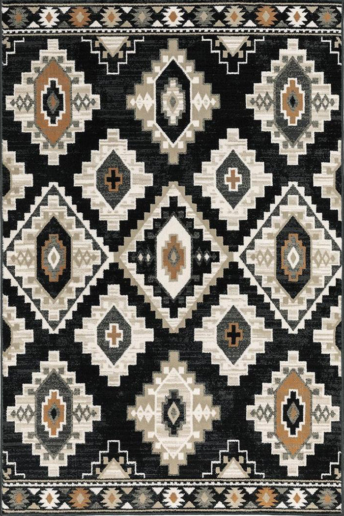 Alberto Tribal Rug - 104 Black