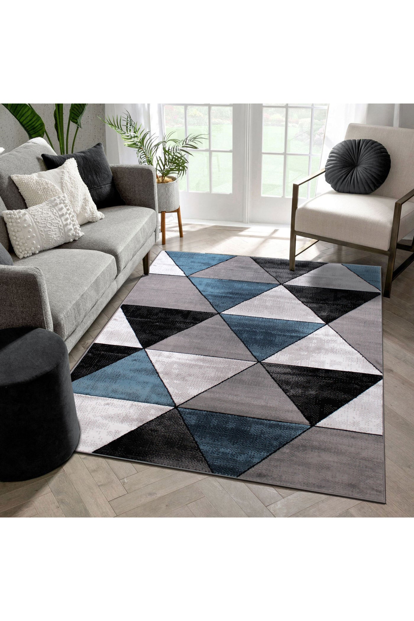 Adam Geometric Rug - 101 Blue