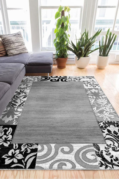 America Border Rug - 176 Grey