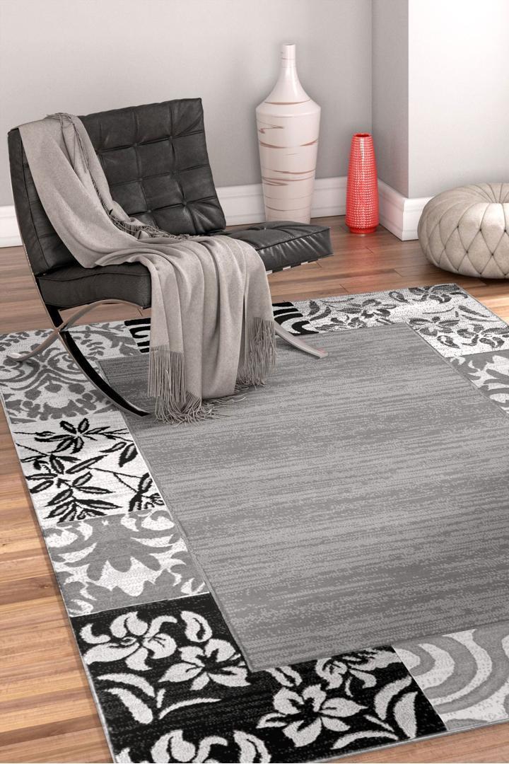 America Border Rug - 176 Grey