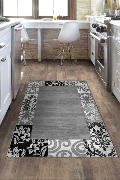 America Border Rug - 176 Grey