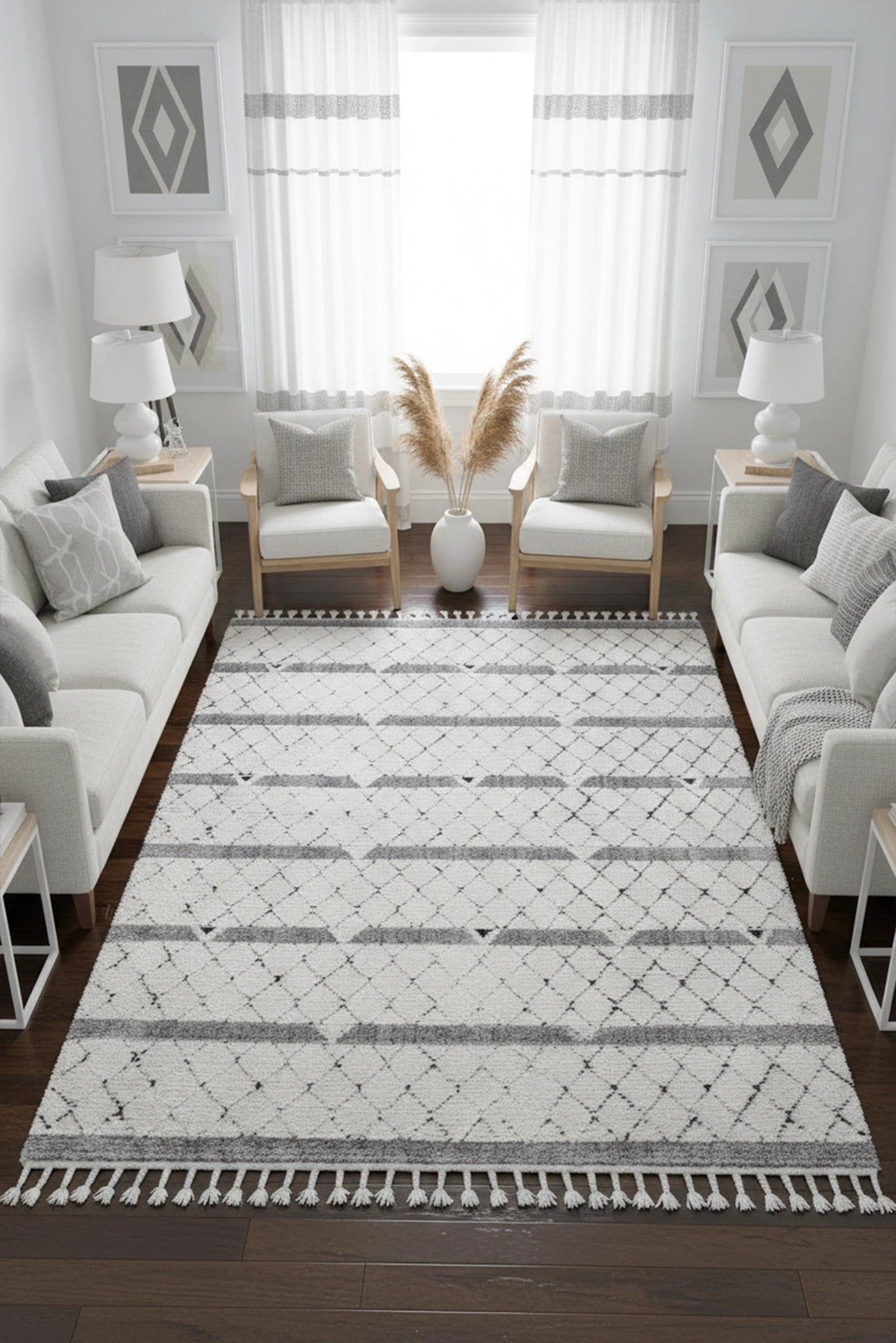 Amsterdam Fringed Rug - 106 White