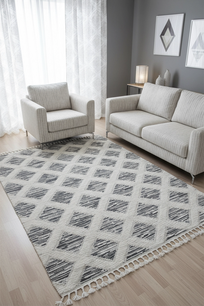 Amsterdam Fringed Rug - 110 Grey