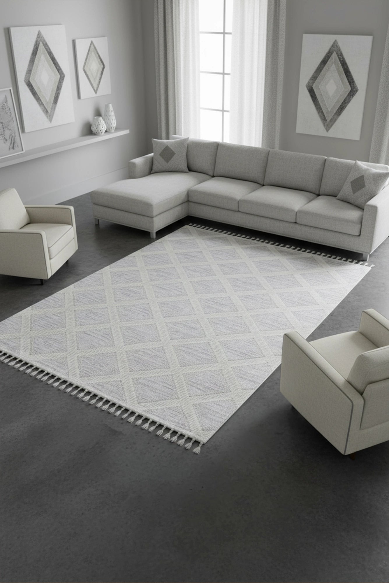 Amsterdam Fringed Rug - 111 Grey
