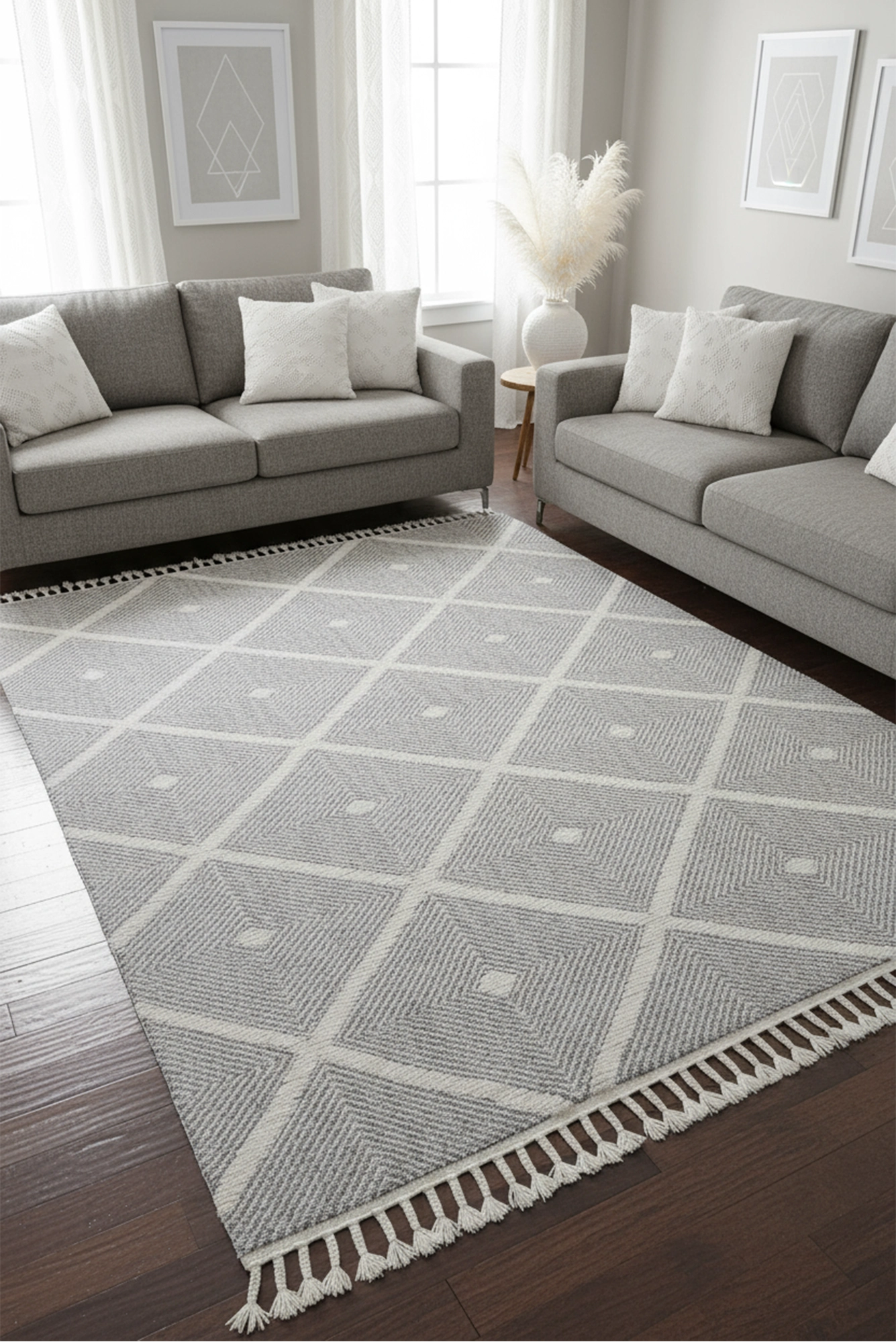 Amsterdam Fringed Rug - 102 Grey