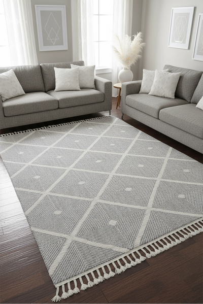 Amsterdam Fringed Rug - 102 Grey