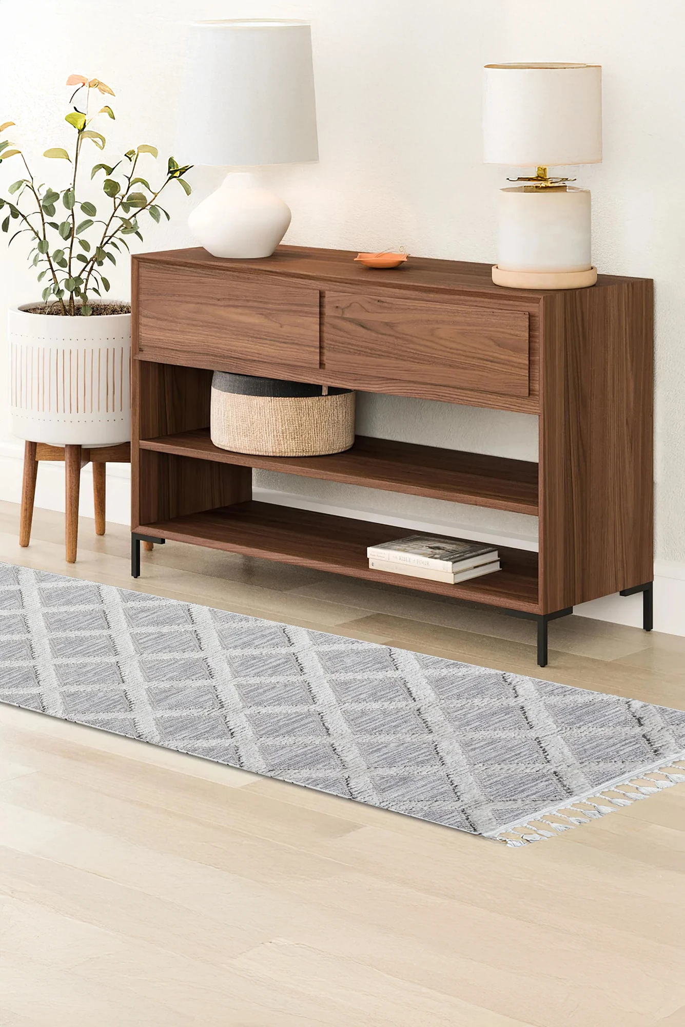 Amsterdam Fringed Rug - 111 Grey Runner