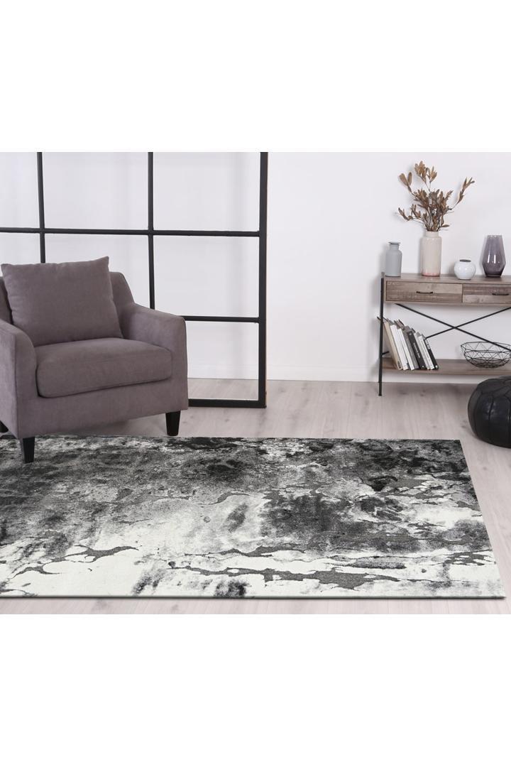 Angel Contemporary Abstract Rug - 17348-Grey-Black | Buy Rugs Online ...
