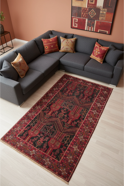 Baluch Hand Knotted Oriental Wool Rug 283x124 cms