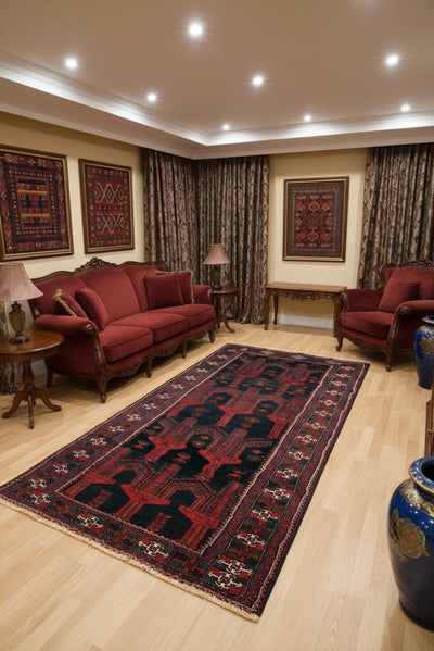 Baluch handknotted wool rug 286x119cm