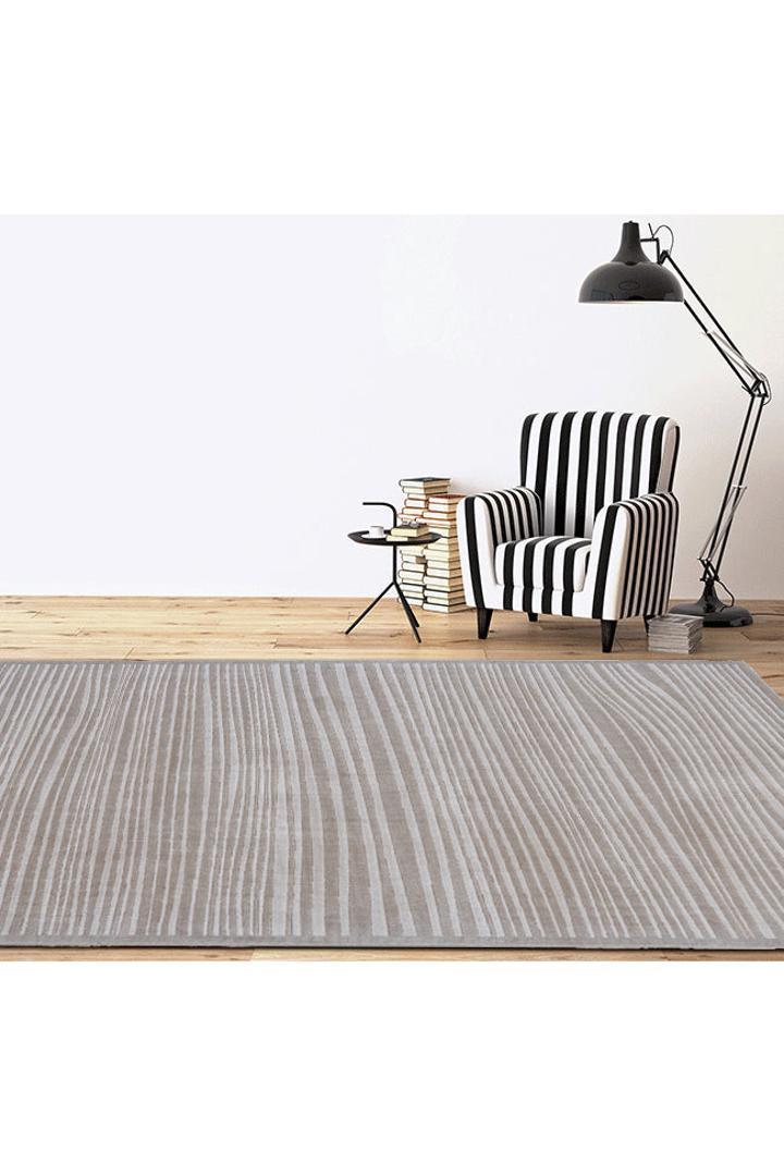 Bergamo Contemporary Striped Rug 3398F-Taupe-White | Buy Rugs Online ...
