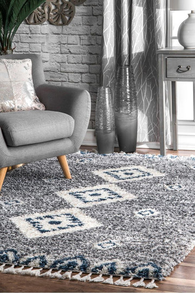 Cairo Moroccan Shaggy Rug - 102 Grey