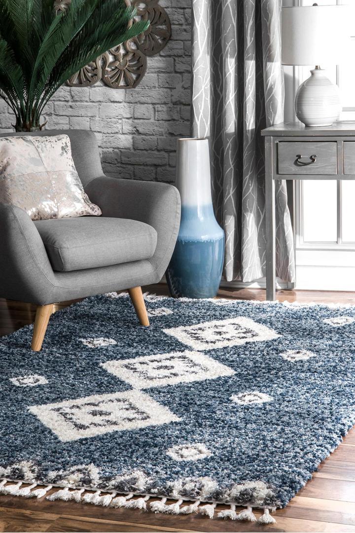 Cairo Moroccan Shaggy Rug - 101 Blue