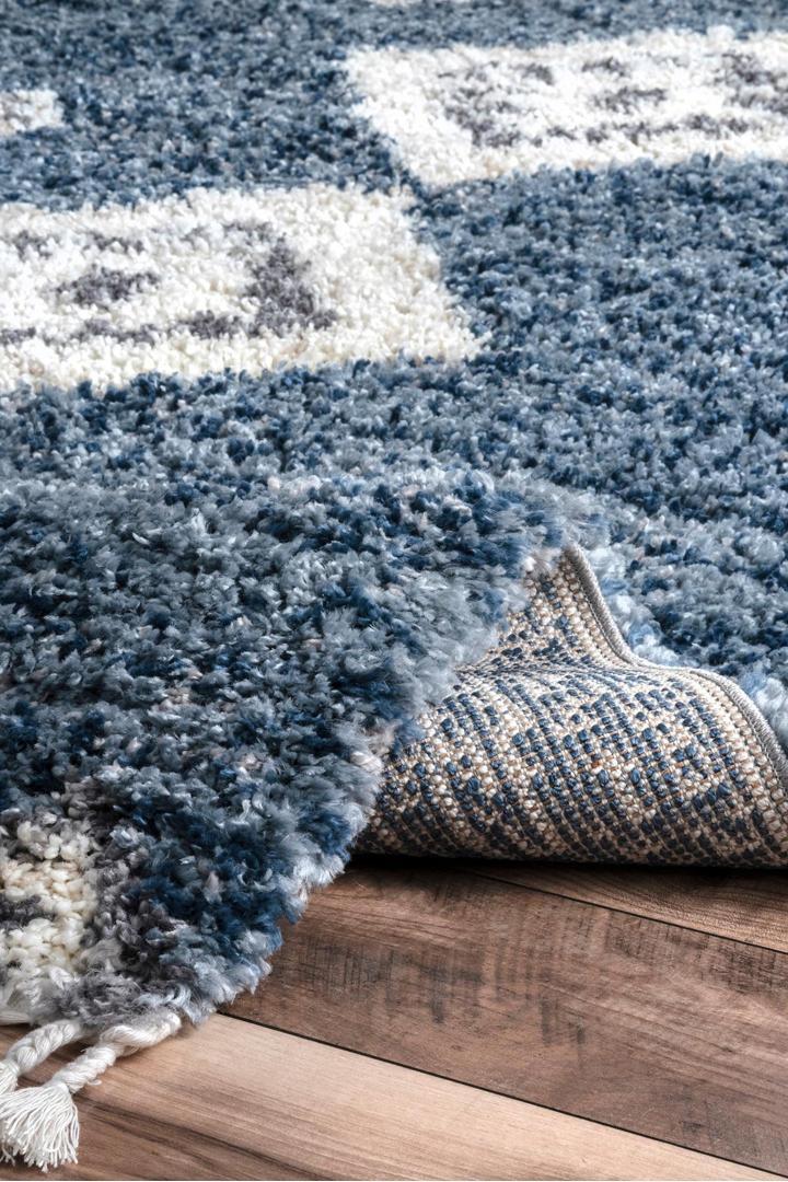 Cairo Moroccan Shaggy Rug - 101 Blue