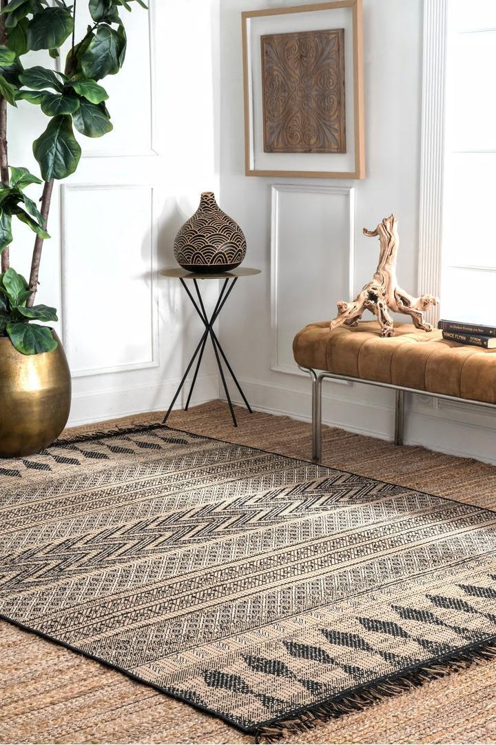 Charles Abstract Rugs 8651-Black-Jute | Buy Rugs Online | Cyrus Rugs