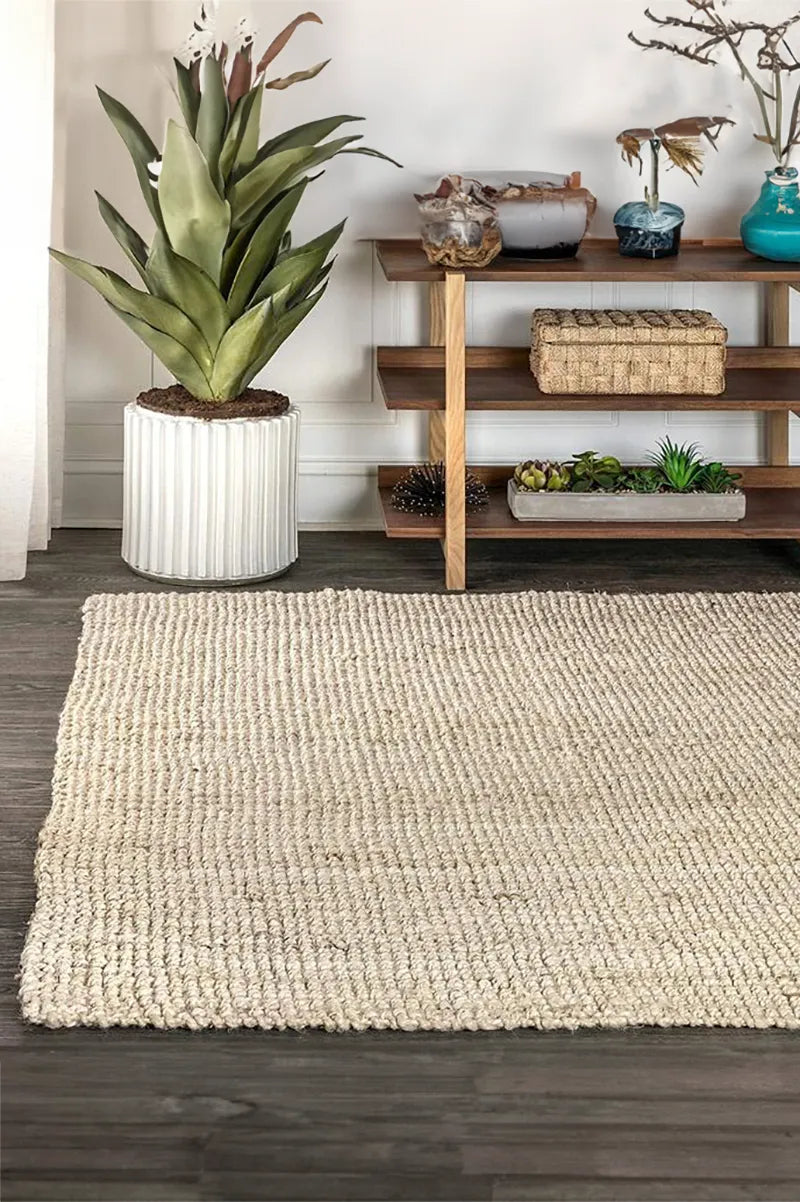 Chunky Bleached Jute Rug - Fringed | Buy Rugs Online | Cyrus Rugs