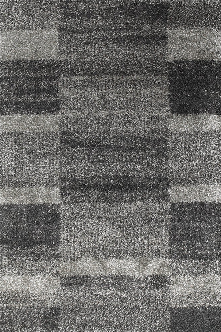 Coco Square Pattern Shaggy Rug - 106 Black