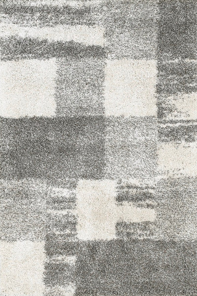 Coco Square Pattern Shaggy Rug - 107 Grey