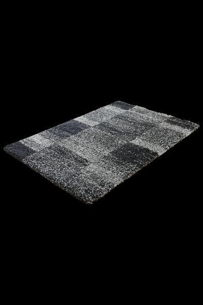 Coco Square Pattern Shaggy Rug - 106 Black