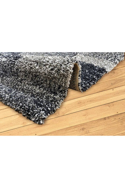 Coco Square Pattern Shaggy Rug - 106 Black