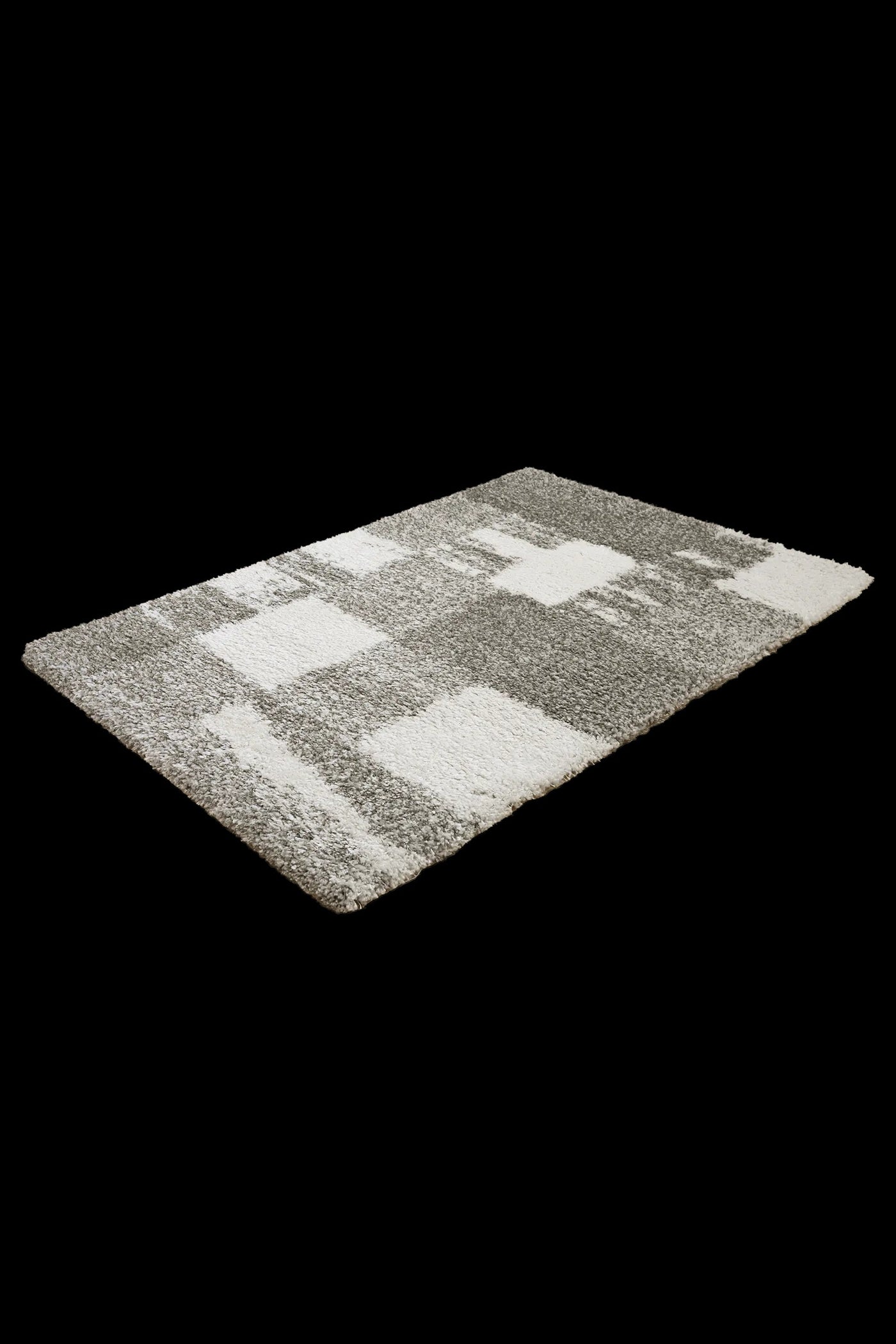 Coco Square Pattern Shaggy Rug - 107 Grey