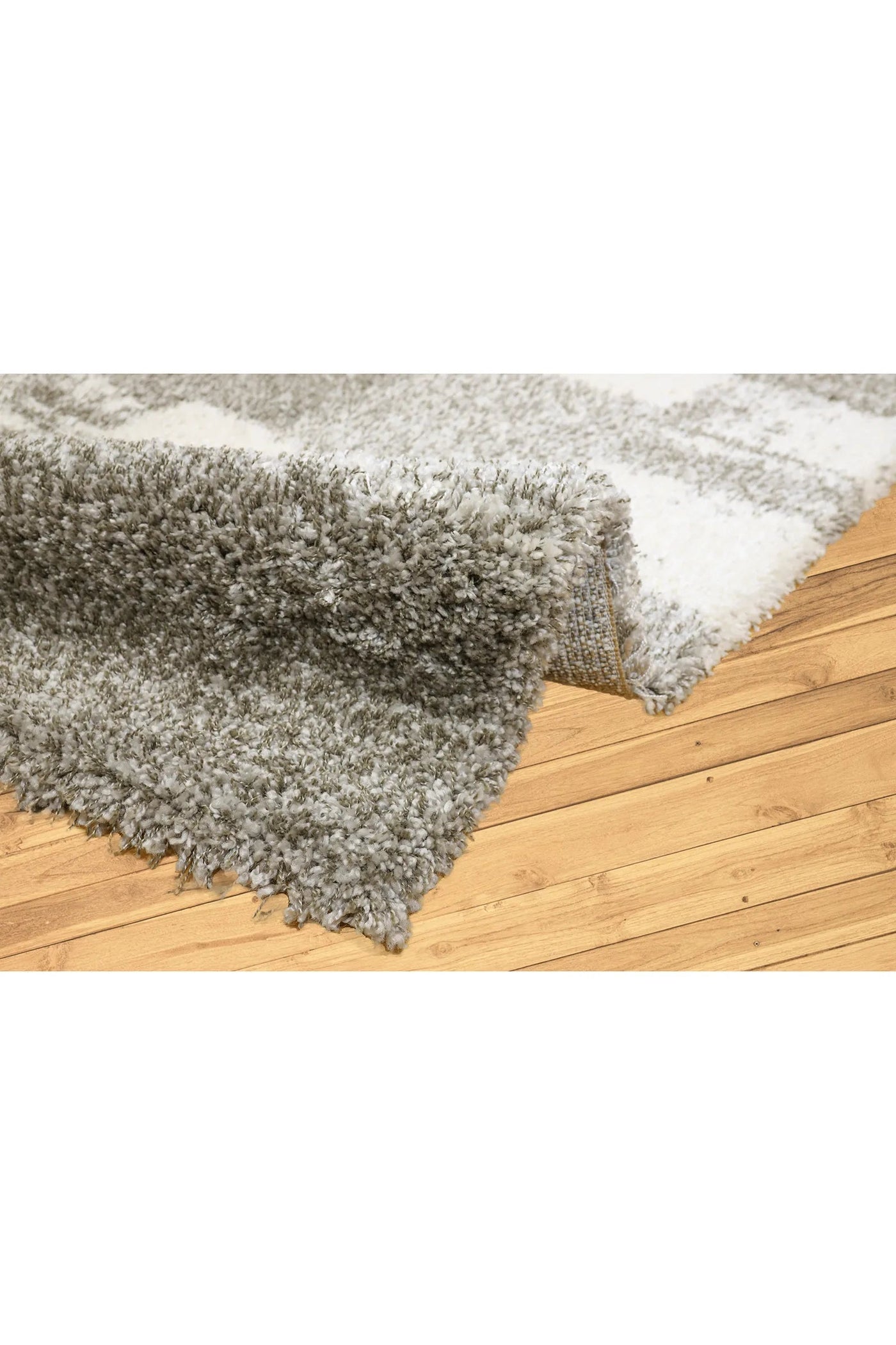 Coco Square Pattern Shaggy Rug - 107 Grey