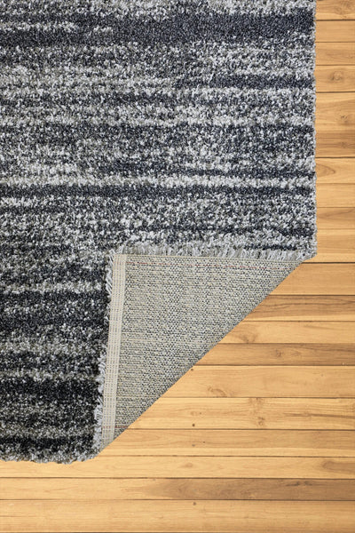 Coco Striped Shaggy Rug - 107 Charcoal