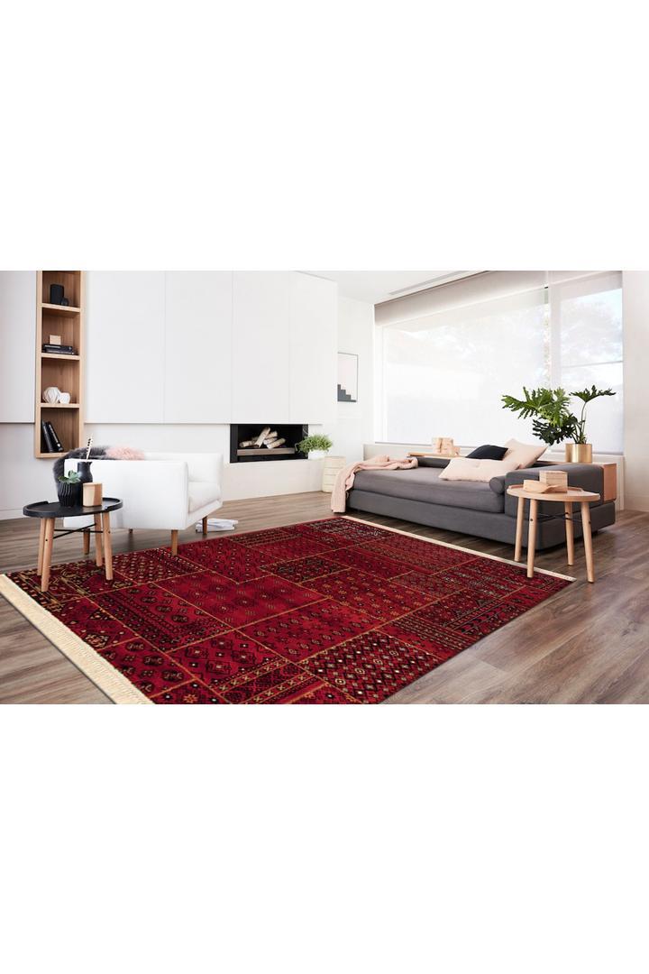 Afghan Traditional Geometric Rug - 3081-Red | Buy Rugs Online ...