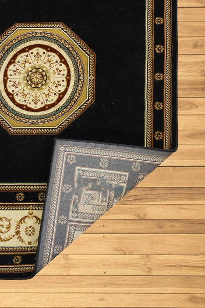 Crown Traditional Medallion Rug - 111 Black