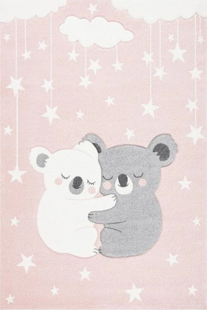 kids pastel koala childrens rugs buy kiddies soft plush budget pink stars