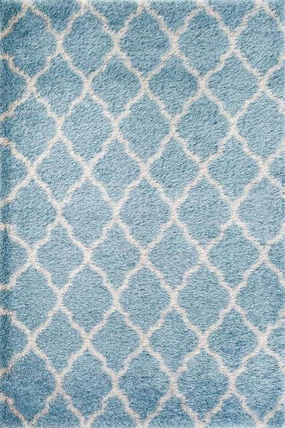 Darwin Trellis Shaggy Rug - 126 Blue