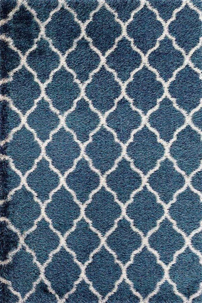 Darwin Trellis Shaggy Rug - 125 Blue