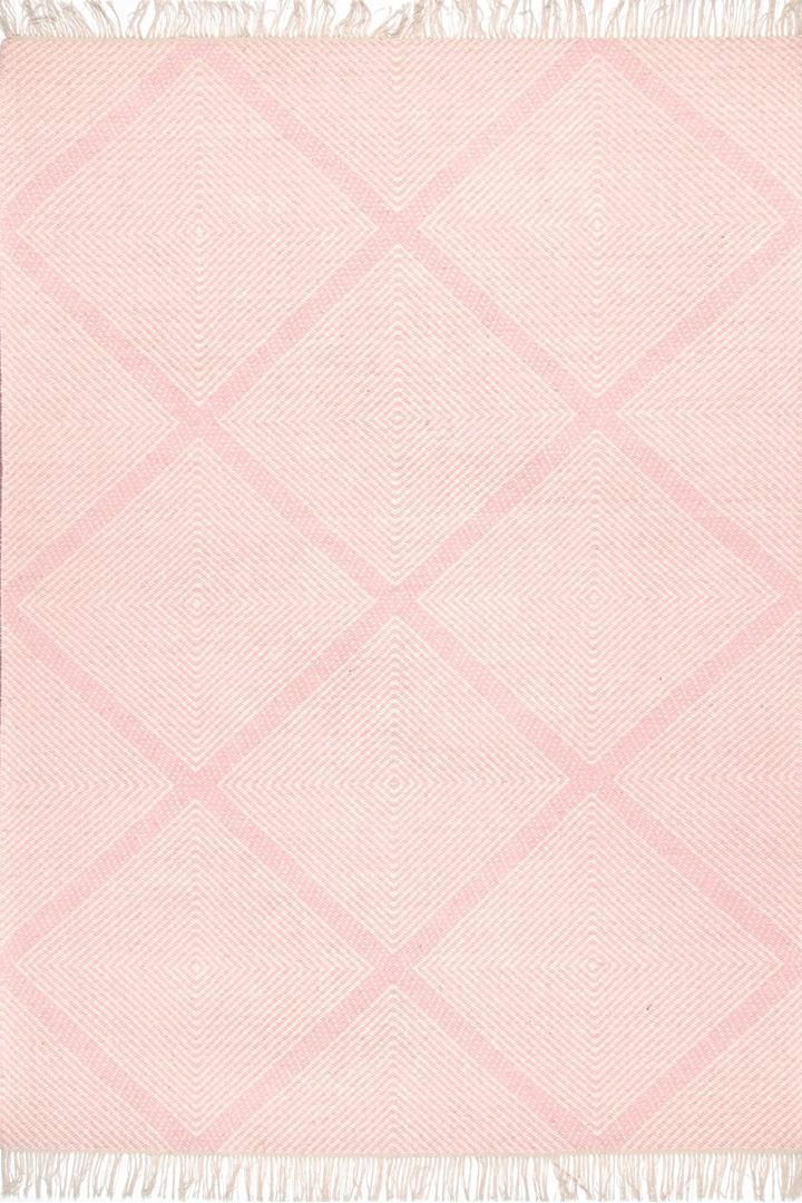 Delhi Flatweave Diamond Wool Rug -  106 Pink
