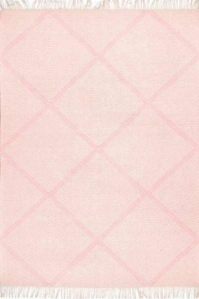 Delhi Flatweave Diamond Wool Rug -  106 Pink