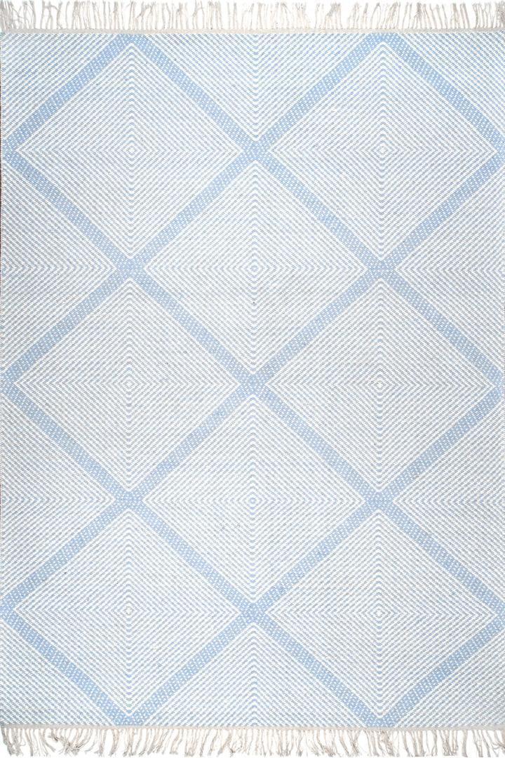 Delhi Flatweave Diamond Wool Rug -  108 Blue