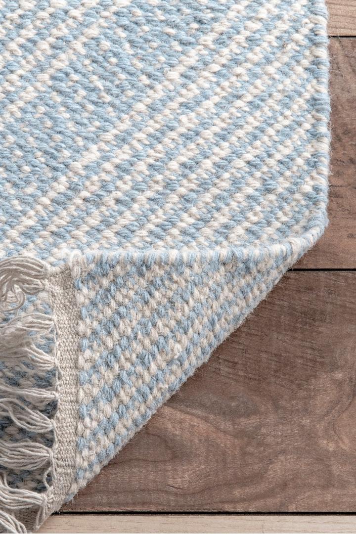 Delhi Flatweave Diamond Wool Rug -  108 Blue