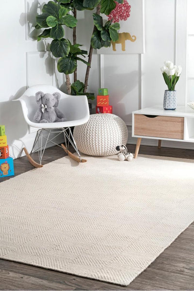 Delhi Flatweave Diamond Wool Rug -  101 Cream