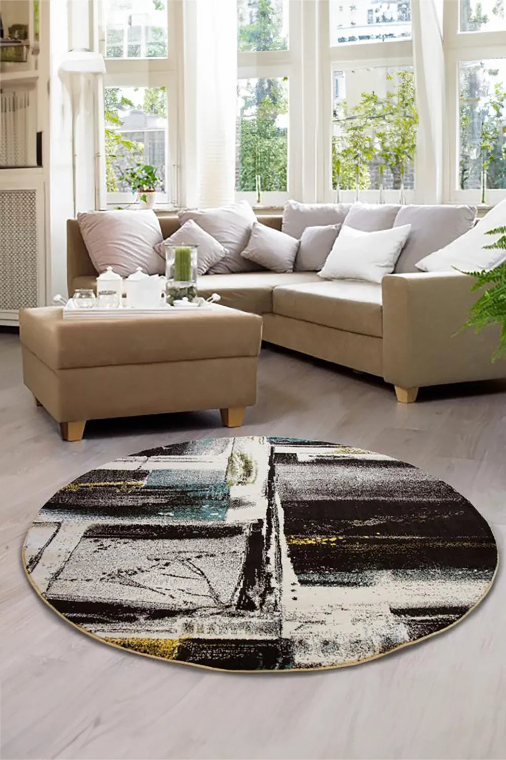 Esatto Abstract Brush strokes Rug - 106 Black