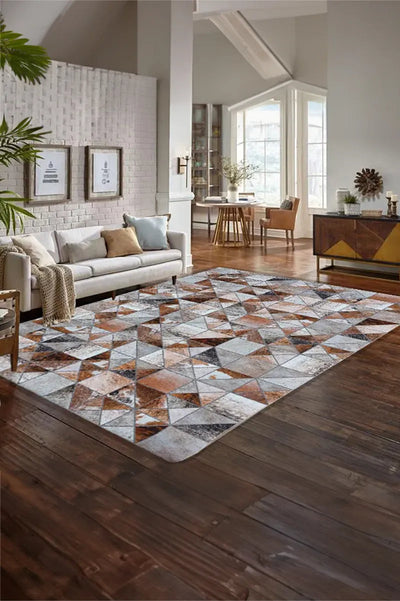 Faux Cow Hide Medley Rug - 96-Brown