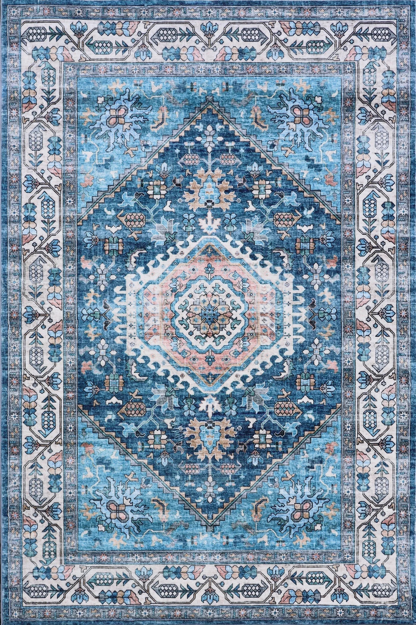 Faux Fur Traditional Rug  - 122 Blue