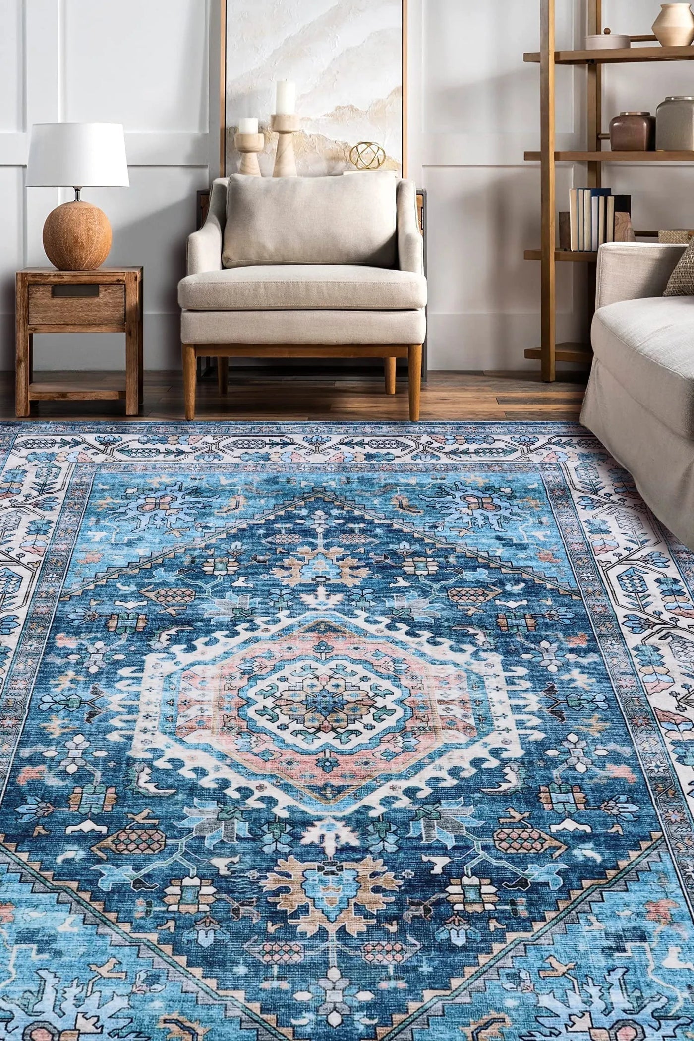 Faux Fur Traditional Rug  - 122 Blue