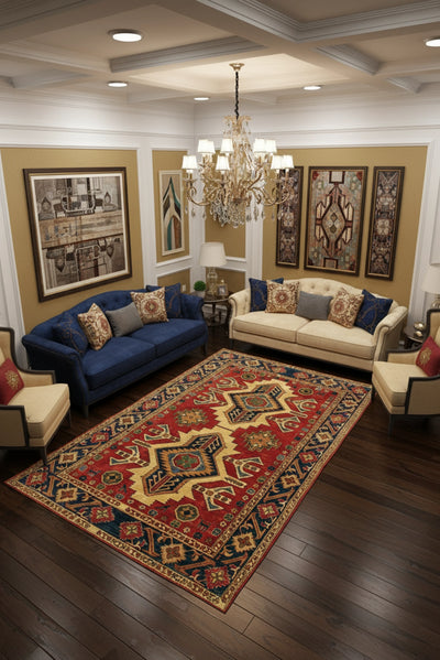 Gazni Geometric Hand Knotted Wool Rug