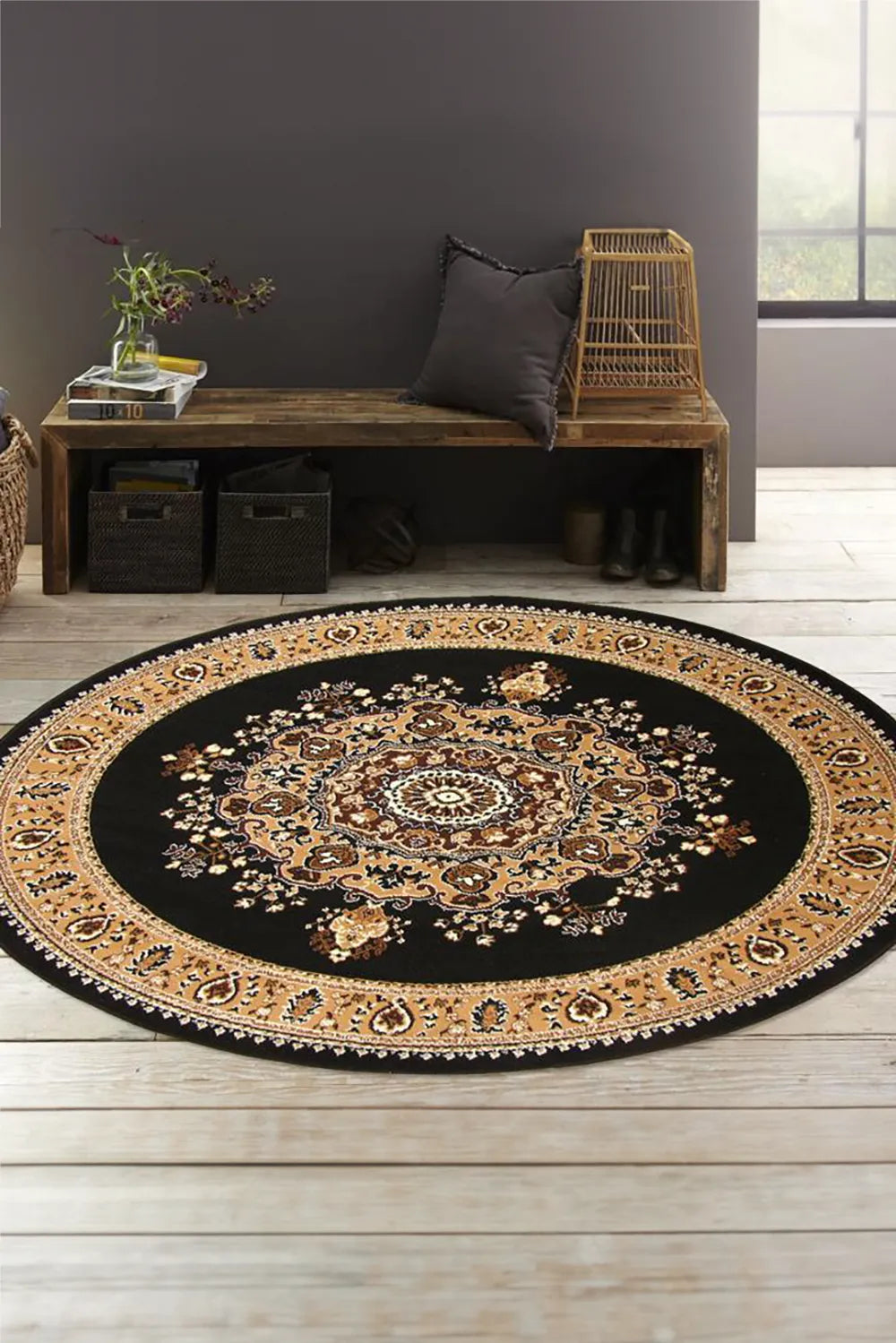 Gino Traditional Medallion Rug 99-BLACK | Buy Rugs Online | Cyrus Rugs