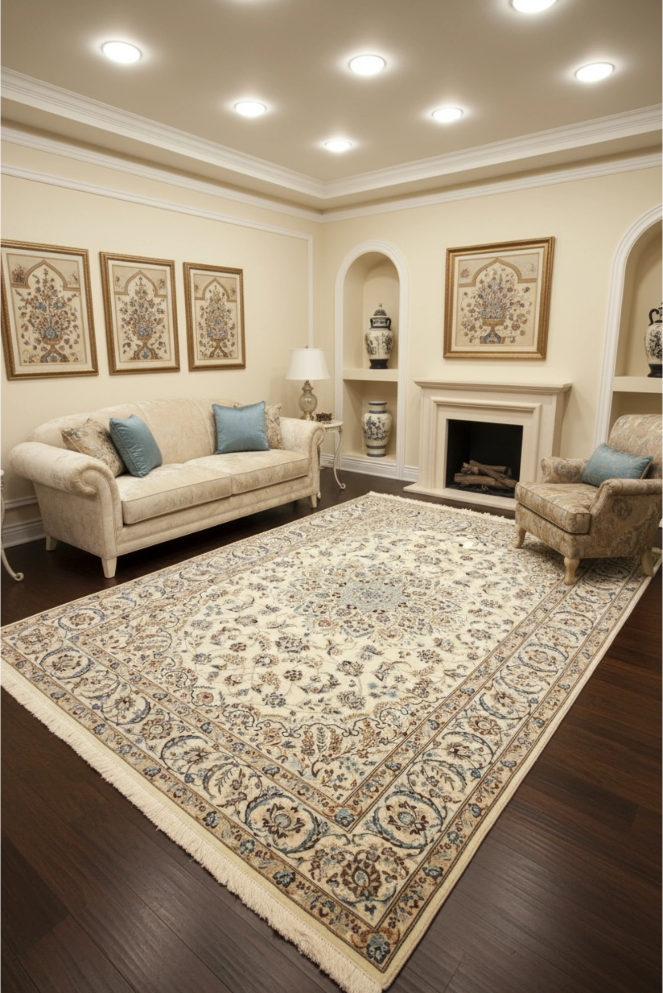 Habibian Medallion Hand Knotted Wool & Silk Rug 197x125 cm